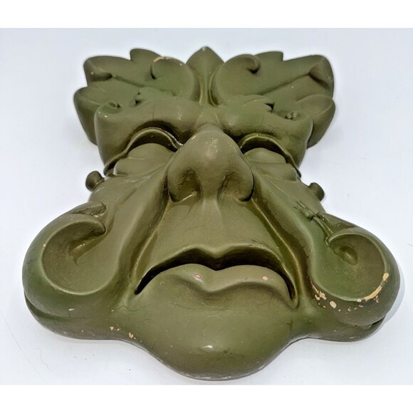 Vintage Chalk Ware Green Garden Grouch Garden Wall Art Wall Hanging 9.5” - Picture 3 of 12
